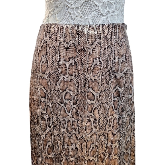 Zara Snakeskin Python Sequined Full Length Skirt Size Small Street Party Classic - Picture 4 of 9
